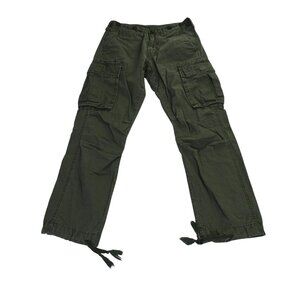 MNML Green Cargo Utility Pants Drawstring Hem Men Size 28 Y2K Streetwear FLAW